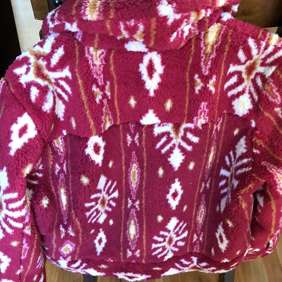 Red Aztec Southwest Sherpa Jacket US L 🎥 - Picture 14 of 15